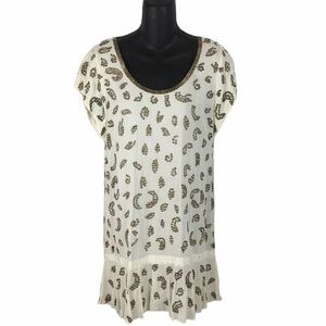 French Connection White & Brass Bead Cotton Dress Size 4